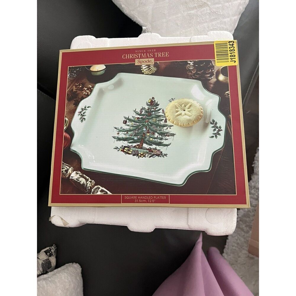 Spode Christmas Tree Square Handled Platter 12.5"